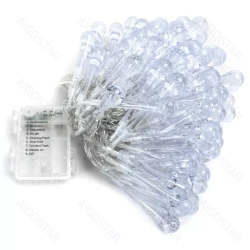 Lampki choinkowe krople deszczu na 3 baterie AA, Ciepła biel, 10m